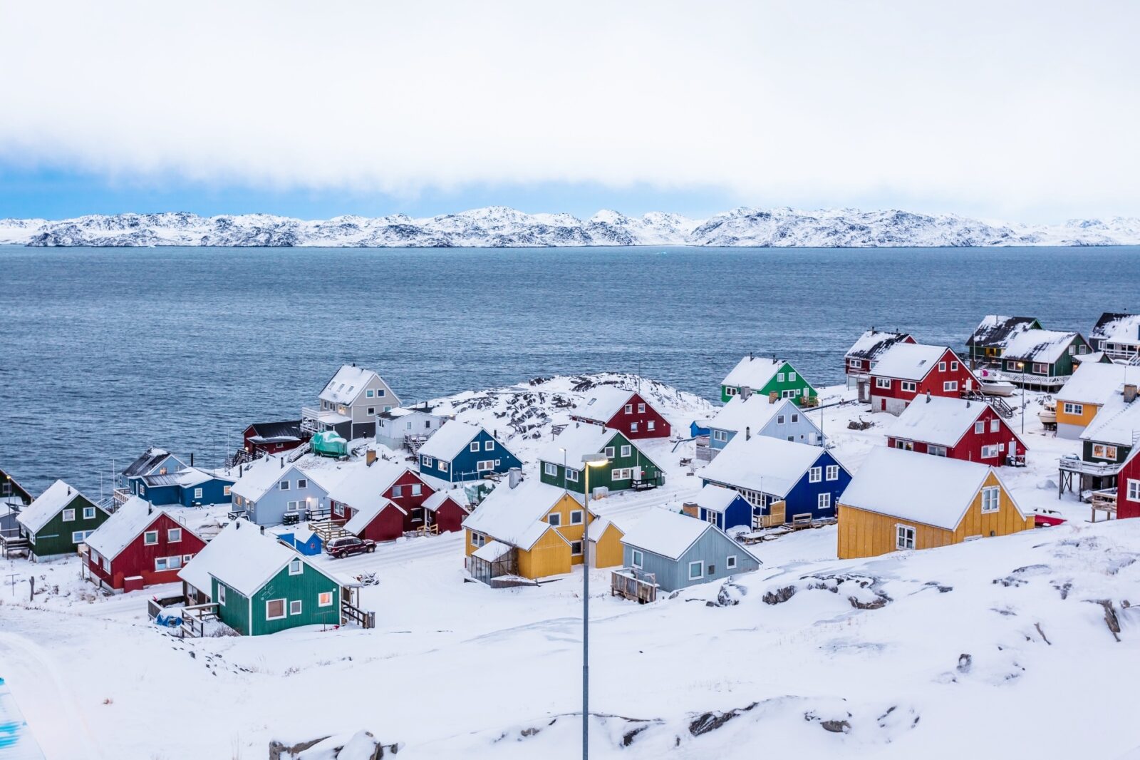 冬のグリーンランド　ヌークの町並み