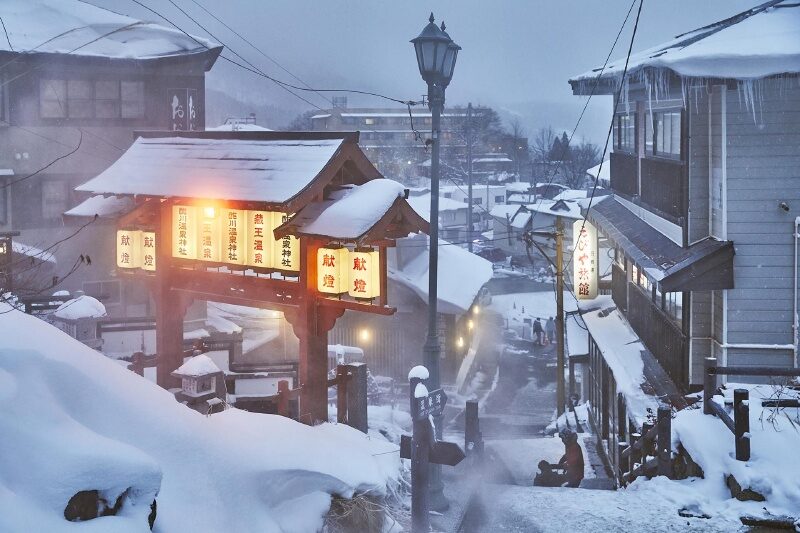 蔵王温泉　山形の冬の風景